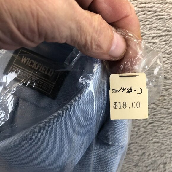 NWT Wickfield Men Dress Shirt Size 14.5 Neck Light Blue Permanent Press Workwear - Picture 2 of 7